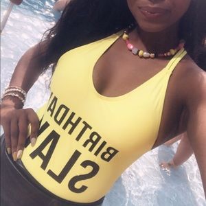 Neon “Birthday Slay” Swim Suit